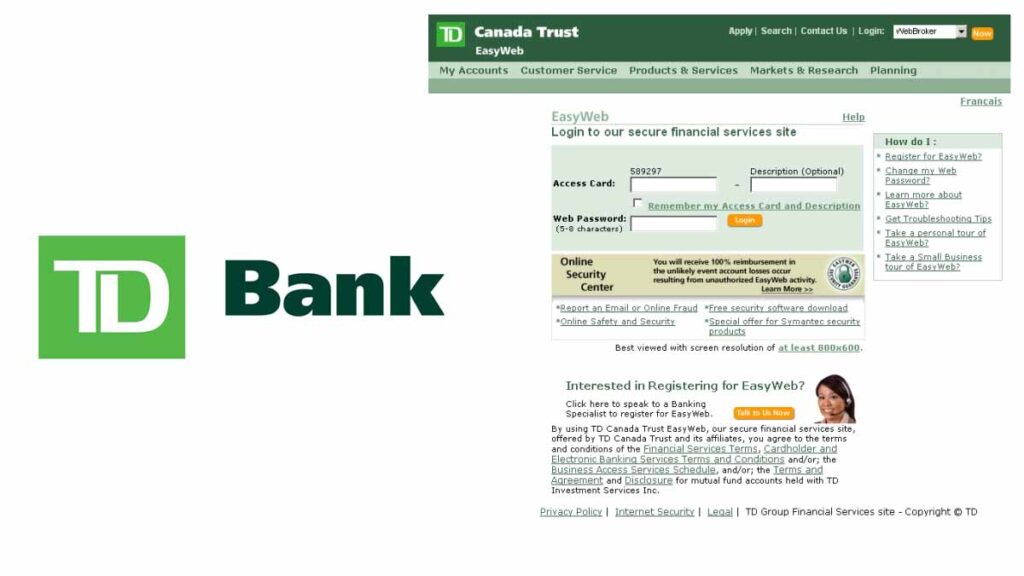 www.tdcanadatrust.com Easyweb Login