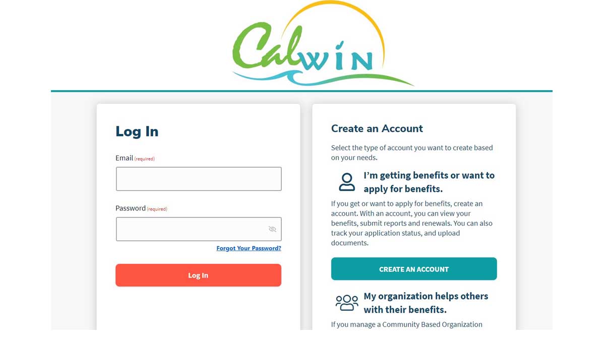 Calwin Benefits Login