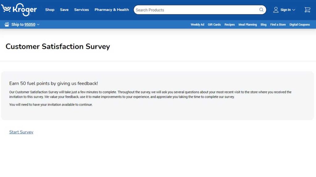 Kroger Survey Satisfaction Survey