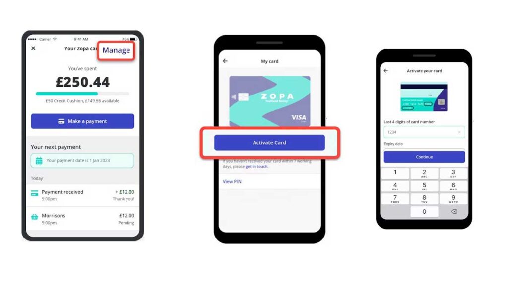 Activate Zopa Credit Card
